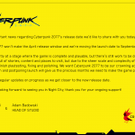CD Projekt Red annonce une nouvelle date de sortie pour Cyberpunk 2077